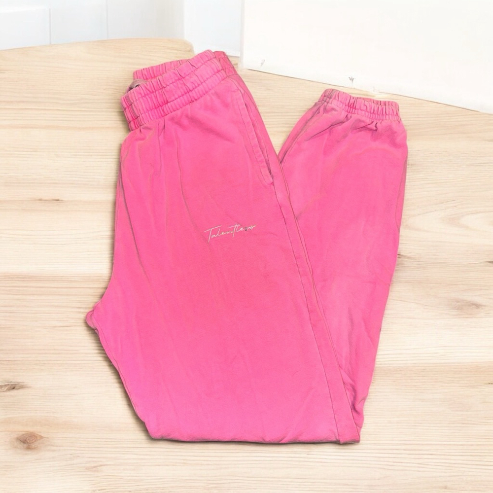 Women's Talentless Pink Silver Script Track Pants Joggers Size S